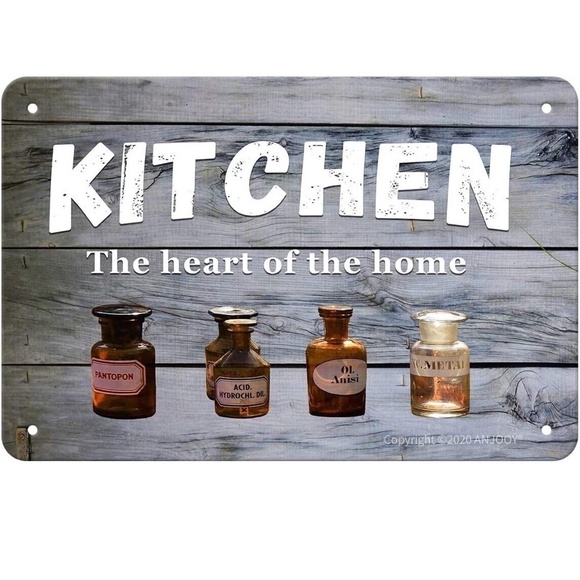NWT Metal Tin Signs Vintage Kitchen The Heart of The Home 8"X12" Wall Decor Art - Picture 1 of 7
